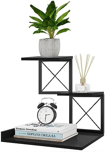 Wood Desktop Shelf, 3 Tier Desk Shelves Small Bookshelf Organizer, Office Storage Rack and Cubicle Organizers Accessories for Dorm Office Home Decor, Black by ELITEROO
