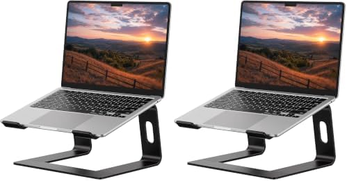 SOUNDANCE Laptop Stand, Aluminum Computer Riser, Ergonomic Laptops Elevator for Desk, Metal Holder Compatible with 10 to 15.6 Inches Notebook Computer, Black (Pack of 2) by Soundance