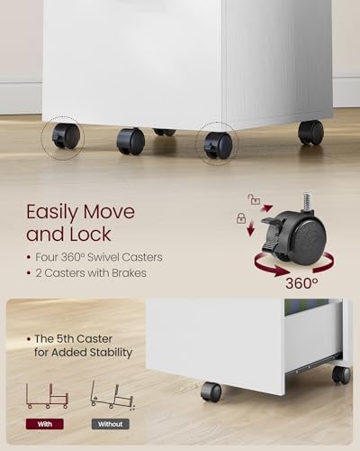 VASAGLE 2-Drawer File Cabinet, Small Rolling Filing Cabinet - Image 5