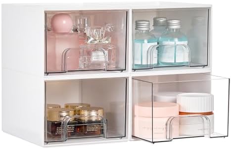 Vtopmart 4 Pack Small Stackable Storage Drawers, White by Vtopmart