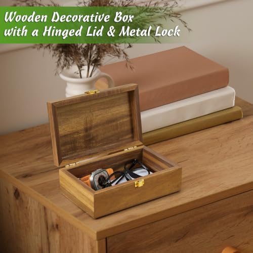 DRASTAR Small Decorative Box, Acacia Wood Box,Keepsake Box with Lid, Trinket Gift Box - Image 6