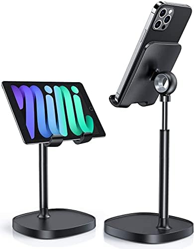 LISEN Cell Phone Stand Adjustable Phone Holer for Desk, Computer Office Desk Accessories for iPhone 16 Holder Women Kitchen Essentials Fits Switch Kindle iPads Tablet 4-10in (Full Black) by Lisen