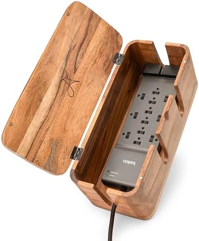 Cable Management Box, Power Strip & Extension Cord Hider, Desk Organizer by LuxeDesigns