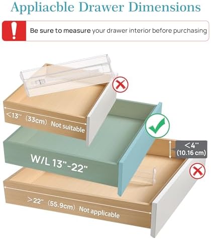 Vtopmart 4" High Drawer Dividers for Clothes, 13"-22" Adjustable, 8 pack - Image 2