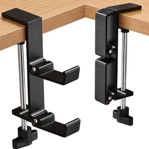 JAKO New Foldable Headphone Stand for Desk, Aluminum Alloy Headphone Holder - Headset Stand Hook Space Save Mount, Universal Fit PC Gaming Headsets Holder Under Desk Clamp for Office, Computer Table by JAKO