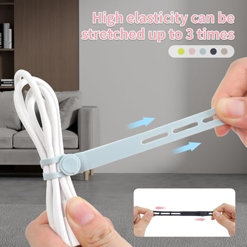 25 Pcs Silicone Cable Ties, Cable Ties Reusable, High Elasticity Cord Wraps for Electrical Cords, Cord Organizer for Earphone, Phone Charger(Colorful) - Image 3