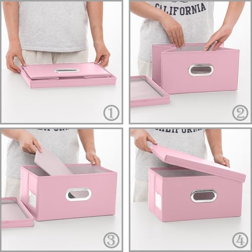 Leather Foldable Storage Boxes with Lids,Closet Storage Bins 15L - Image 4
