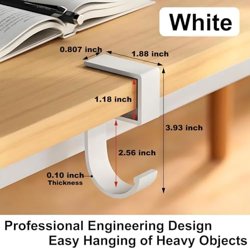 JAKO Headphone Stand, Headset Stand for Desk Aluminum Alloy Headphone Holder Hanger with Fit for Computer Accessories, Study Desk Hook for Xbox/PS4 Gaming Headset, Office, Computer Desk (2 Pcs White) - Image 2