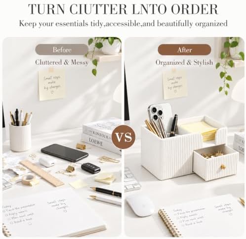 Desk Organizer with Drawer,Pencil Pen Holder for Desk,Sticky Note Holder - Image 6