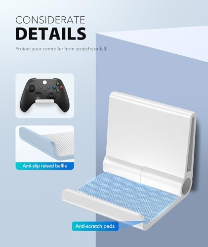 4 Pack Foldable Controller Wall Mount Holder for Xbox PS5 PS4 PS3 Switch Pro Strong Adhesive/Screw Upgraded Controller Stand Hanger with Anti-slip Pad Universal Gaming Remote, Headphone Accessories - Image 4