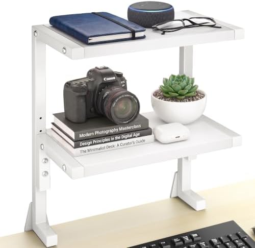 VIVO White Clamp-on 13 inch 2-Tier Desk Shelf, STAND-SHELF2CW by VIVO