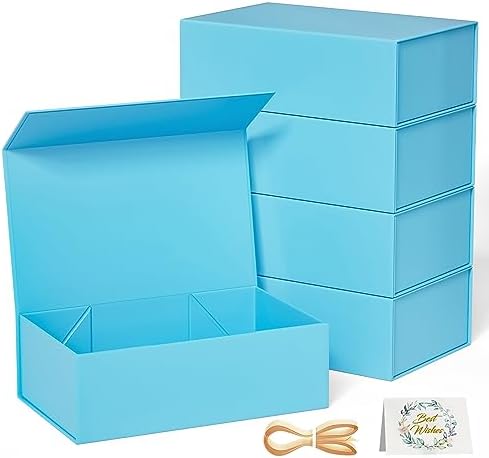 5 Pack Blue Gift Box, 9.5x6x3'' Gift Boxes with Lids for Presents by RYDDOY