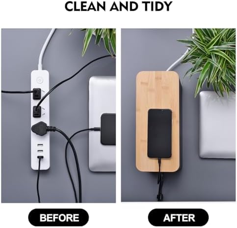 Naeety 2Pack Cable Management Box,Wooden Style Cord Organizer Cord Hide Box - Image 6