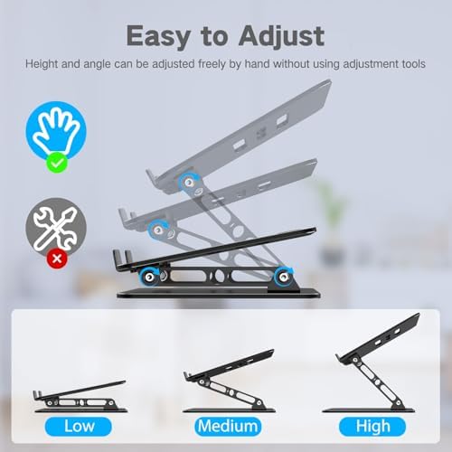 Adjustable Laptop Stand for Desk, Metal Laptop Riser Holder - Image 3