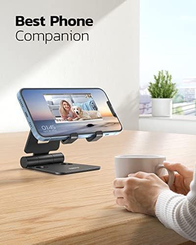 Nulaxy Full Aluminum Dual Folding Cell Phone Stand for Desk, Black - Image 6