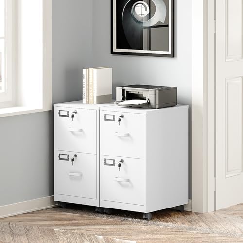 2 Drawers File Cabinet with Lock Metal Vertical File Cabient with Wheels Mobile File Cabinet for Office Home Legal/Letter/a4 Size Require Assembly - Image 6