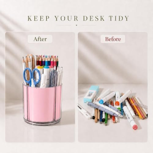 360° Rotating Pen Holder for Desk Adjustable Pencil Organizer, Pink - Image 6
