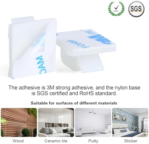 XHF 60PCS 5/8” White Adhesive Cable Wire Wall Light Clips, Cord Holder - Image 3