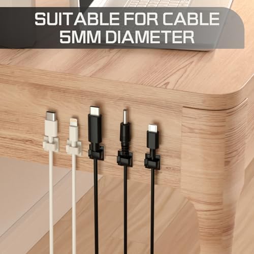 KGROTE 100PCS Cable Clips, Adhesive Wire Clips Strong Cord Clips Wire Holders, Cable Management Clips for Desk, Wall, Car, TV, Ethernet Cable (Black, Small) - Image 3