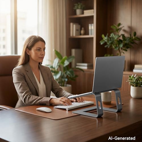SOUNDANCE Laptop Stand, Aluminum Ergonomic Desk Riser, 10-15.6", Grey - Image 7