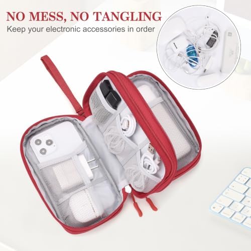 FYY Electronic Organizer, Travel Tech Pouch Bag, Cable Organizer Red - Image 5