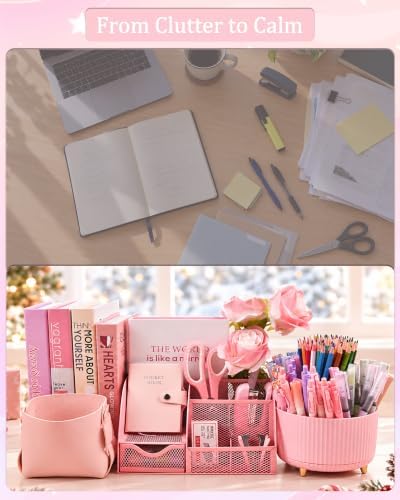 Pink Desk Accessories 21-Piece Office Supplies Gift Set for Women - Image 7