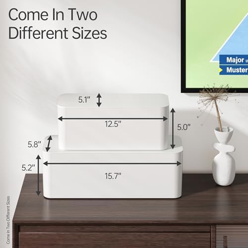 YECAYE Cable Management Box, White, XL+M, 2 Pack - Image 5