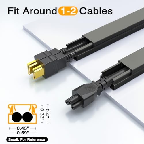 Delamu 157in Cord Covers for Wires on Wall, Cord Hider for 1 Cord, Paintable Cable Hider, Cable Management Wire Covers for Cords,W0.55 H0.4in, Black - Image 2