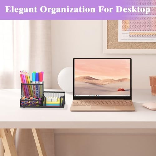 Pen Holder Desk Organizer, Office Supplies Pencil Holder with 3 Compartments, Desk Accessories and Workspace Organizers for Home School Classroom, Black - Image 5
