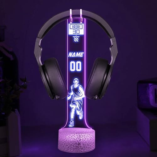 Custom LED Headphone Stand with Name Design, Gifts for Men Boyfriend, Custom Gamertag Light Sign Headset Holder, Custom Headset Stand with 16 Color Lights, Gamer LED Sign, Gift for Gamers by Nazenti