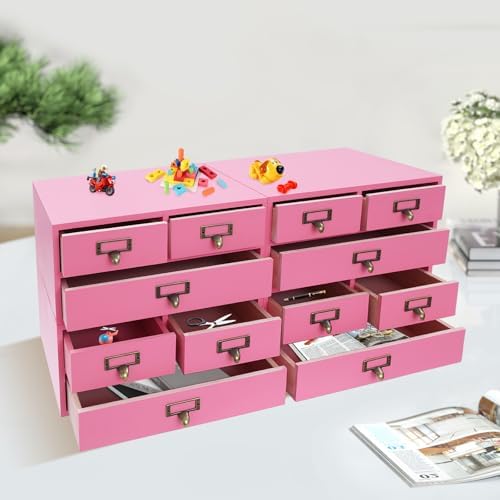Wooden Desktop Organizer Set 4-Pack 12 Drawers Pine Storage for Tabletop - Image 2