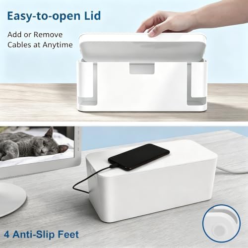 ZhiYo 2 Pack Cable Management Box, Medium & XL, Power Strip Organizer White - Image 6