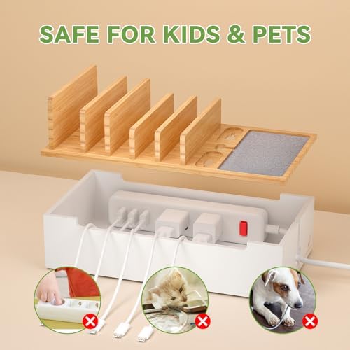 Cable Management Box, Wire Organizer for Cords-Natural+White - Image 5