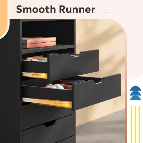 DEVAISE Mobile Drawer Cabinet for Home Office (Black, 15.7"D x 18.7"W x 41.2"H) - Image 6