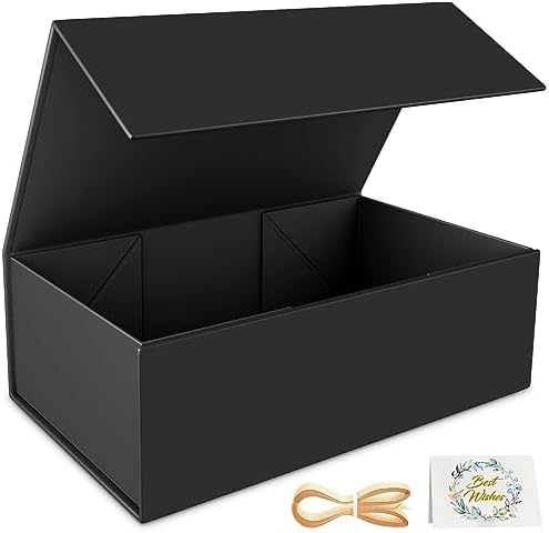 Black Gift Box, 12x6x4'' Gift Boxes with Lids for Presents by RYDDOY