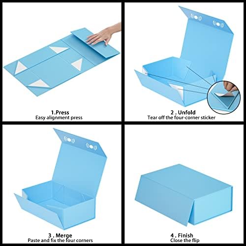 5 Pack Blue Gift Box, 9.5x6x3'' Gift Boxes with Lids for Presents - Image 5