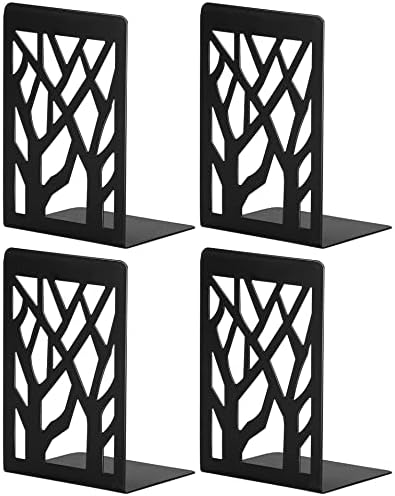 Book Ends, Bookends, Bookends for Shelves, Bookend, Book Ends for Heavy Books, Black Metal Book Shelf Holder Home Decorative, Book Stoppers for Shelves 2 Pair by INN%C3%94PLUS