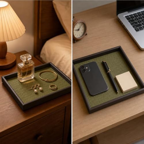 Nightstand Tray Wooden Valet Desk Tray Bedside Valet Catch All Tray - Image 5