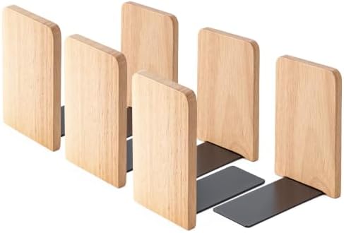 Wood Bookends 6 Pack | Heavy Duty | Organizer for Books, CD, Files Home Office School (6) by Unknown