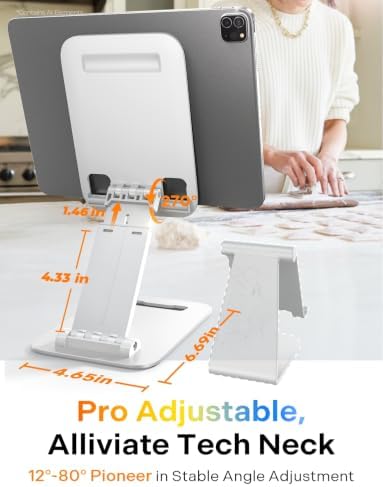 LISEN for iPad Stand Adjustable Tablet Holder Desk, iPad Accessories White - Image 6
