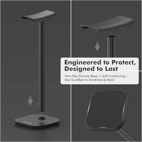 Headphone Stand, Aluminum Desk Headset Earphone Holder (Black) - Image 5