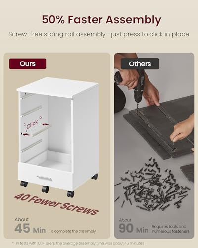 VASAGLE File Cabinet with Wheels, 7 Drawers, Tool-Free Sliding Rails - Image 5