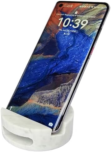fashciaga Luxurious Marble Cell Phone Stand Holder for Cellphone Tablet On Desk, Countertop, Table, Nightstand. Heavy Real Stone Mobile Phone Stands (Hollow) by Fashciaga
