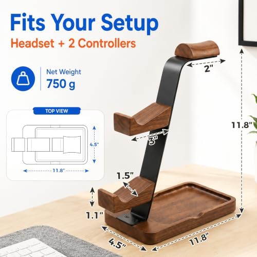 Aothia Beech Headphone Stand with Controller Holder & Storage Base, Brown by AothiaSimpleNaturalUnique