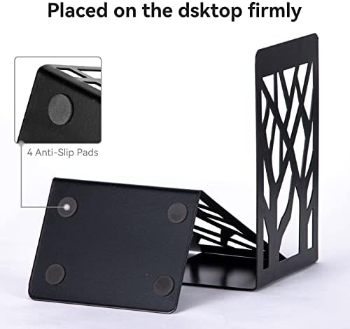 Book Ends, Bookends, Bookends for Shelves, Bookend, Book Ends for Heavy Books, Black Metal Book Shelf Holder Home Decorative, Book Stoppers for Shelves 2 Pair - Image 2