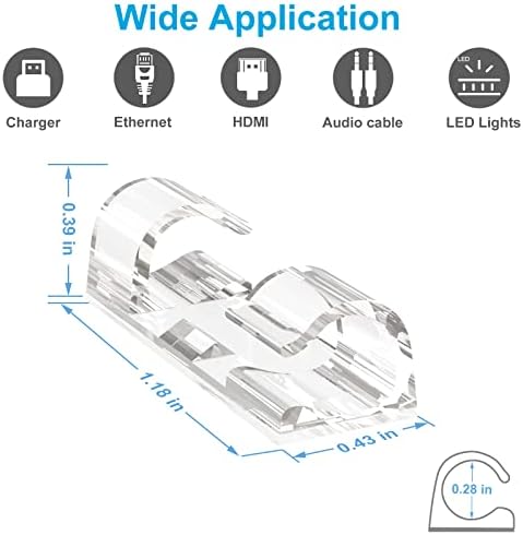 TidyHelper Adhesive Cable Clips Clear (40PCS, M), Indoor/Outdoor - Image 4