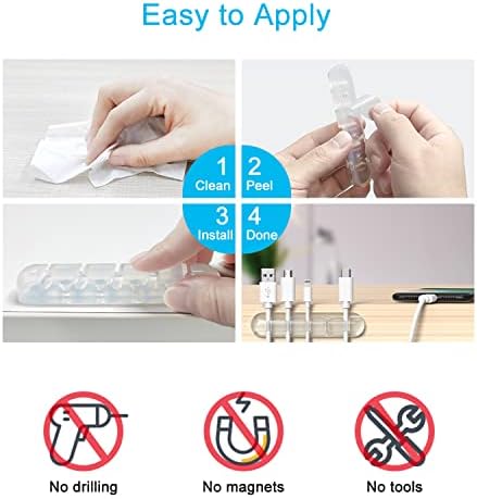 Cord Organizer, Clear Cable Clips Cable Management, Cable Organizers USB Cable Holder Wire Organizer Cord Clips, 2 Packs Cord Holder for Desk Car Home and Office (5, 3 Slots) - Image 5