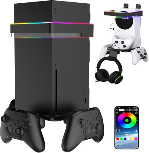 Wall Mount for Xbox Series X/S with 2 Game Controller Hanger& 1 Headset Hook-Support APP Control RGB Lights/Headphone Stand–Strong Bracket Holder for Xbox X/S by BeyondInfinity-FocusOnNewDimensionsOfGamingKnownForReliability%EF%BC%8CThatSWhyTheBifonodkrBrandWasBorn
