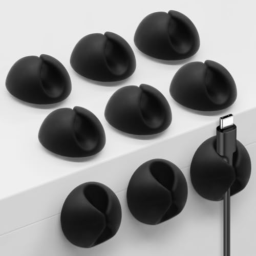 Cable Clips, Phone Cord Holder for Wire Management, Black 9 PCS by MYKURS