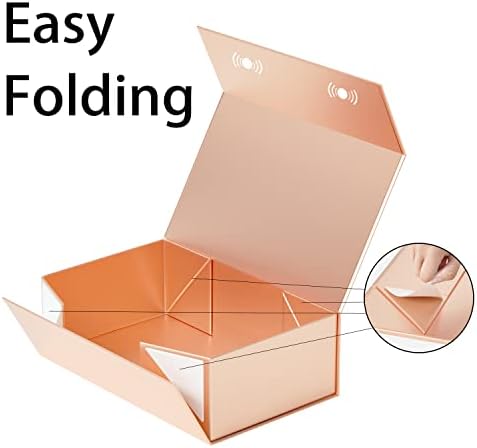 Rose Gold Gift Box, 9.5x6x3'' Gift Boxes with Lids for Presents - Image 4